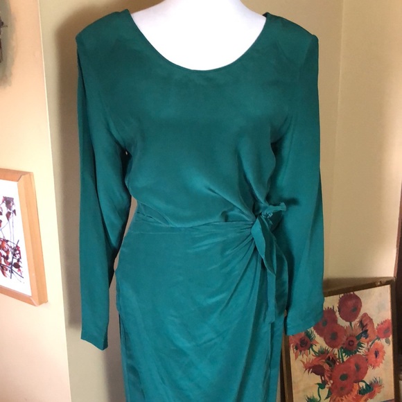 Vintage 90s NIVEAU CLASSIX Size 8 Deep Classic Green 100% silk Classic Sexy NEW - Picture 3 of 17